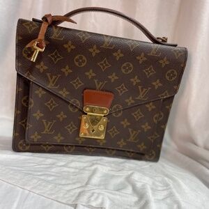 Authentic Louis Vuitton Monogram Porte Documents Briefcase w/Original keys